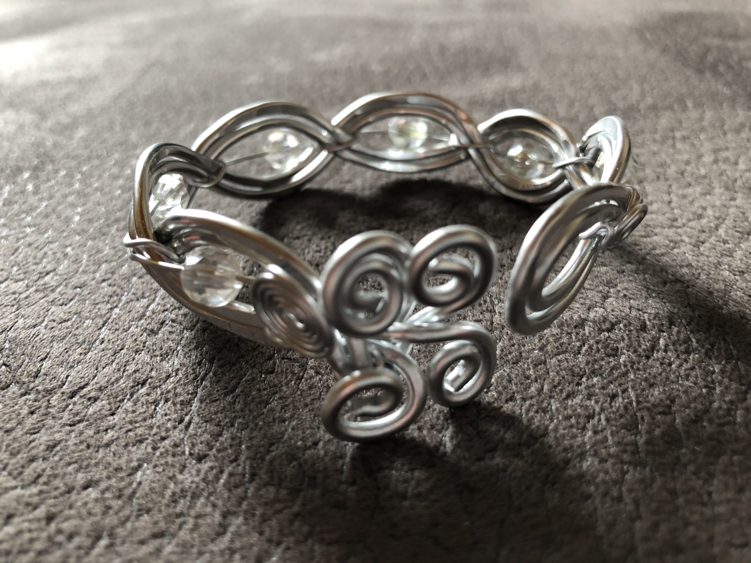 Flechtarmband mit Perlen Silber